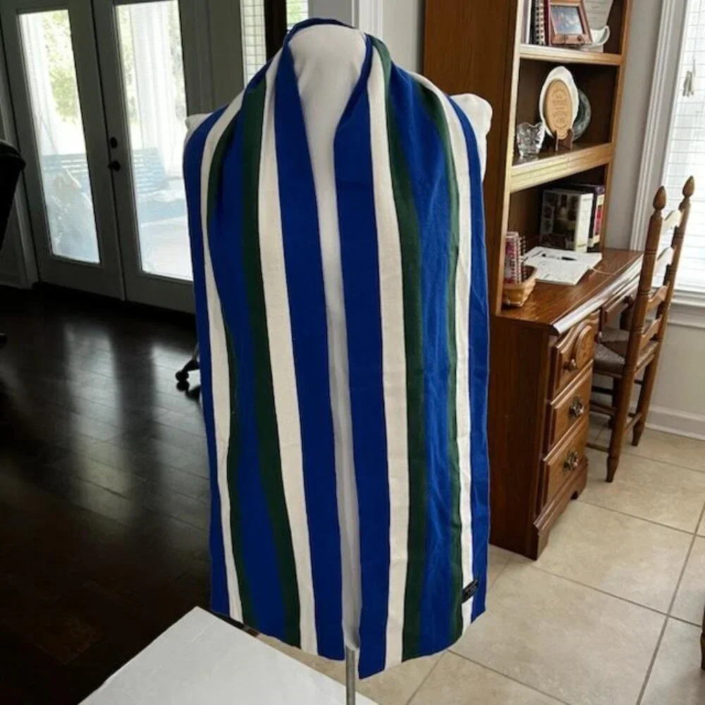 Abercrombie & Fitch Scarf Cotton Striped Blue Green White Preppy